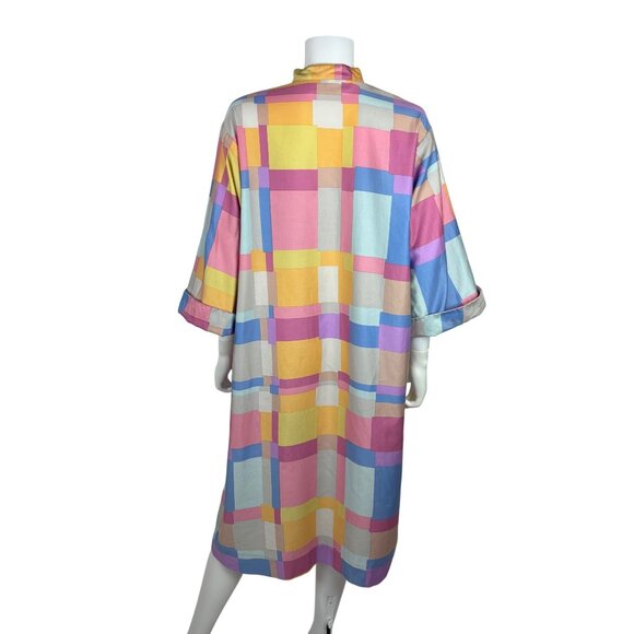 Vintage 70s Colorblock Dress Womens XL Pastel Artsy Forever Catherine Ogust - Picture 12 of 14